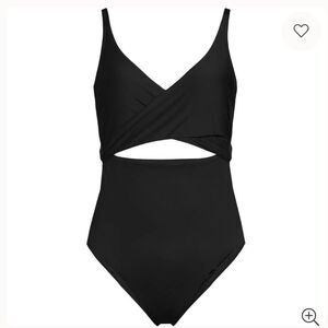 Swimsuits For All Black Wrap Front Push-up One Piece Monokini Swimsuit size 16